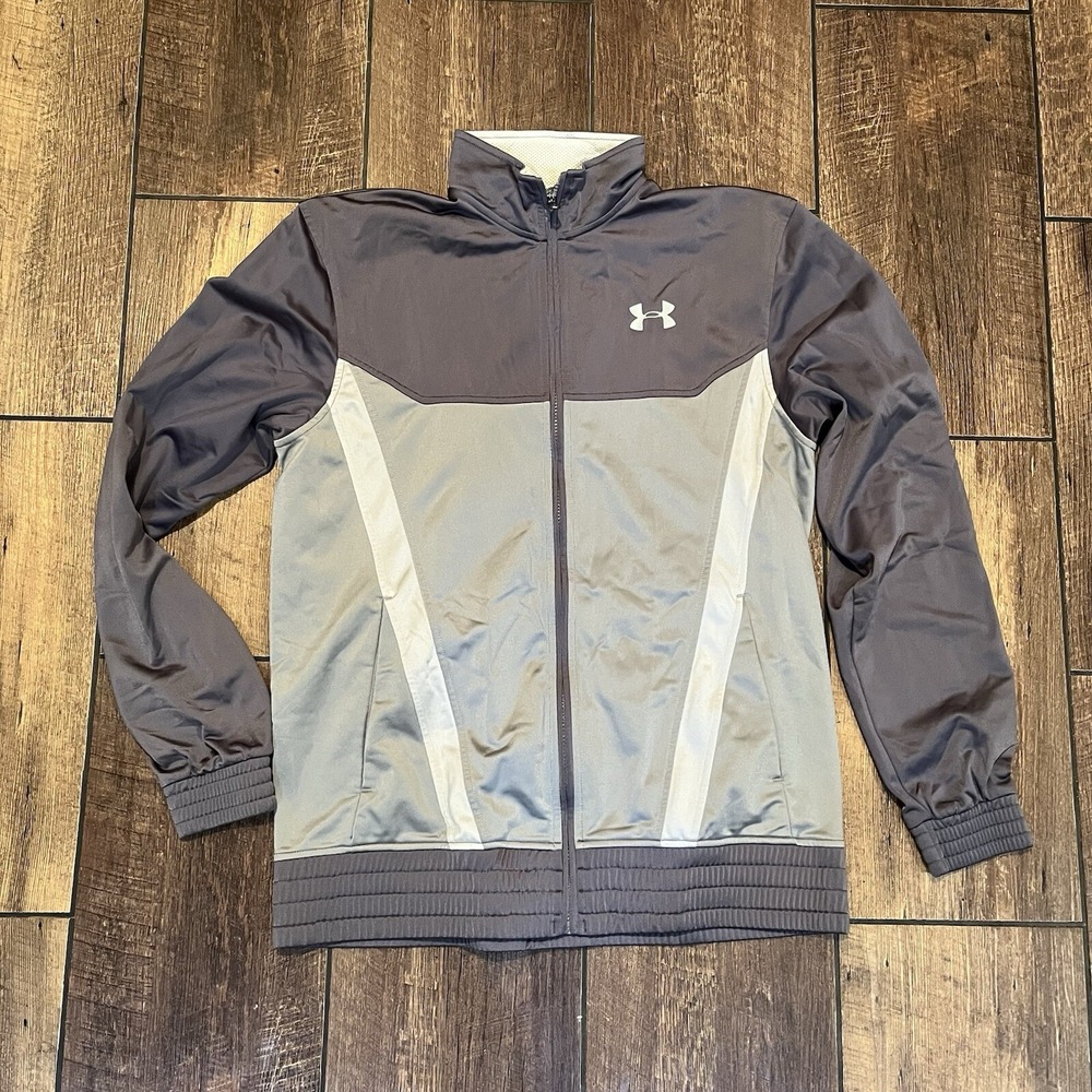 UNDER ARMOUR Men's Training  Warm Up Full Zipper Track Jacket Size L Grey
